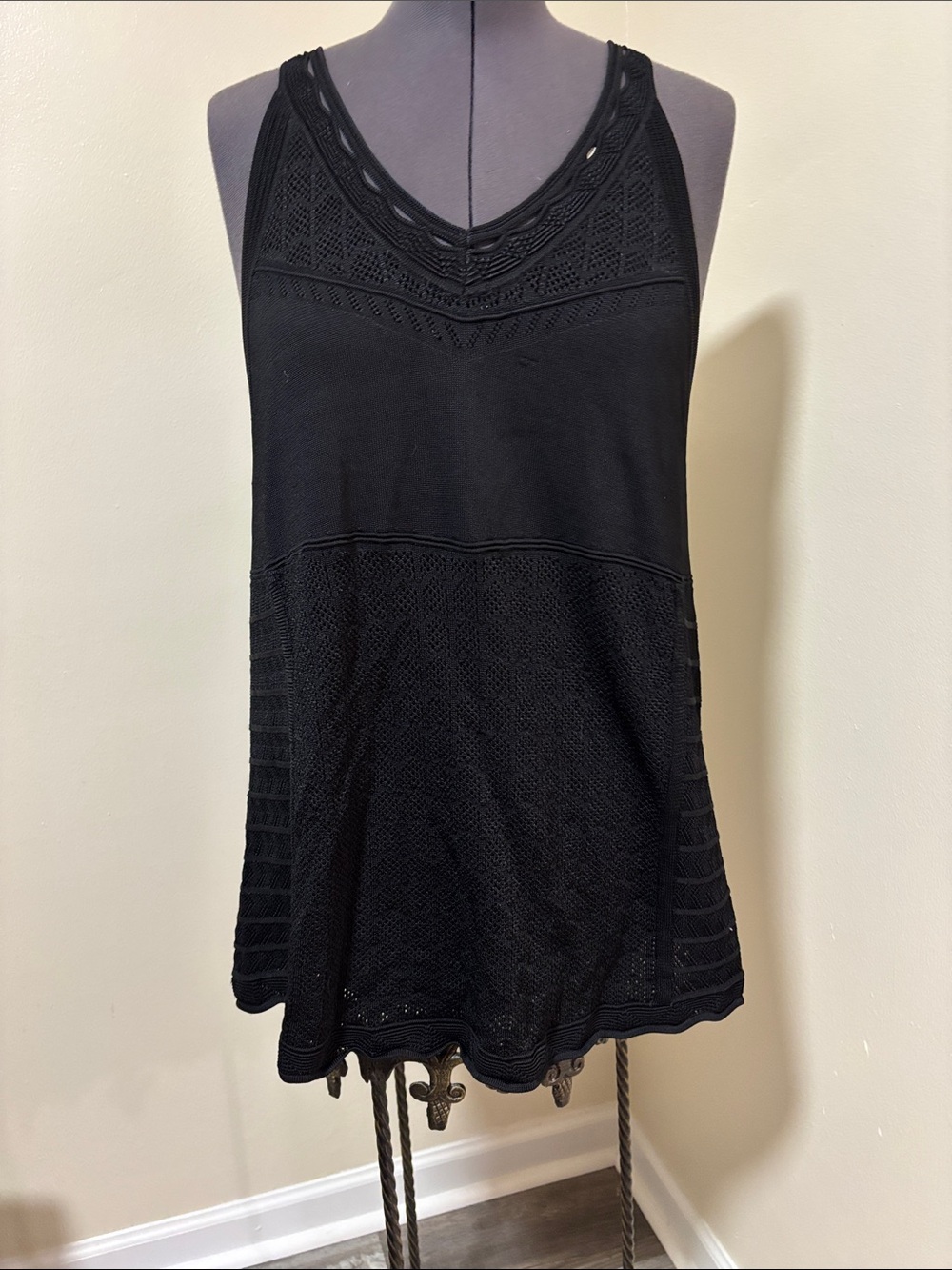 White House Black Market Black Crochet Knit Tank